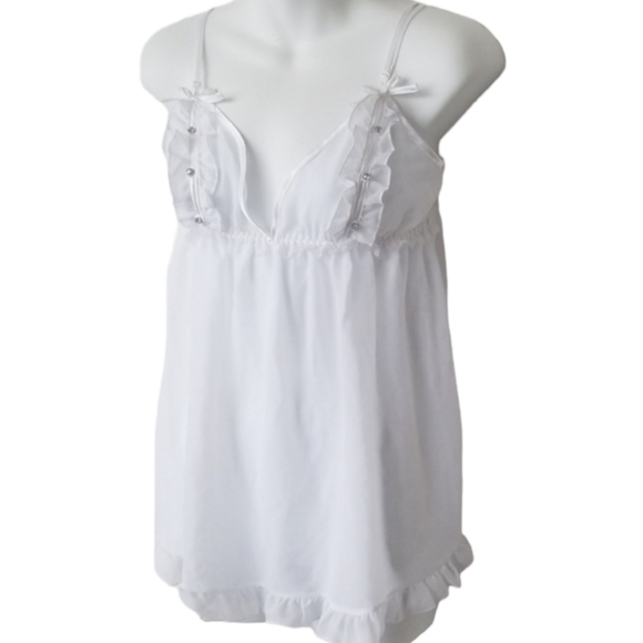 Frederick's of Hollywood Other - White Sassy Babydoll with Bling Rhinestone Decor